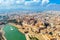 Palma de Mallorca, Spain - 30 september: aerial panoramic view historic center cathedral cityscape