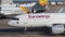 Palma de Mallorca, Spain. Eurowings Airbus A320 at Palma de Majorca airport is taxiing to the terminal