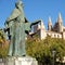 Palma de Mallorca, Spain - March 25, 2019 : side view of the famous gothic cathedral Santa Maria La Seu, the Kings palace