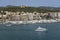 Palma Harbour & Bellver Castle of Majorca, the largest island of Spain, Europe on the Mediterranean Sea and part of Balearic