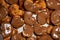 Palmier biscuits covered of chocolate. Top view assortment.