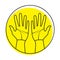 Palmist / palmistry with two human hands flat colour icon fo apps or websites