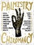 Palmistry, chiromancy - black hand on a white textured backgroun