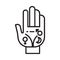 Palmistry icon in line and pixel perfect style. Astrology hand symbol for tarot cards or game web design.