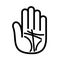 Palmistry lines hand open logo. Outline style.