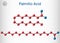 Palmitic acid or hexadecanoic, C16H32O2 molecule. It is saturated fatty acid. Structural chemical formula and molecule model.