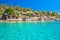 Palmizana turquoise beach and bars by the sea on Pakleni Otoci islands