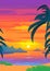 Palms at Sunset An Illustrated Beachscape of Twilight Oasis