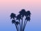Palms. Tropical landscape. Rose quartz and serenity gradient background. Exotic trees. Vector
