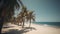 Palmy Trees Grace a Stunning Sandy Beach, Where Sun, Sand, and Sea Merge in Spectacular Splendor