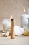 Palo Santo burning close-up and copy space. Ritual cleansing with sacred ibiocai, meditation, aromatherapy with incense and