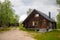 Palojarvi, Finland - 19.06.2018: Finnish Wild hut in national park is place for travelers in camping site, Finland