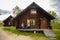 Palojarvi, Finland - 26.06.2018: Finnish Wild hut in national park is place for travelers in camping site, Finland