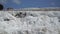 Pamukkale - famous gleaming white calcite travertines on the cliff. Turkey