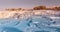 Pamukkale is main natural wonder of Turkey and the Middle East. White travertines with thermal water. It is a very popular