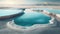 Pamukkale Mineral Hotsprings of Natural Travertine White and Glistening Rain Drops Create Ripples on the Placid Pools of Beatiful