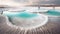 Pamukkale Mineral Hotsprings of Natural Travertine White and Glistening Rain Drops Create Ripples on the Placid Pools of Beatiful