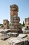 Pamukkale Park, Turkey. The ruins of a Byzantine castle in ancient Hierapolis, close-up