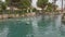 Pamukkale, Turkey: People swimming in ancient thermal pool of queen Cleopatra in a Hierapolis, Pamukkale