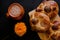 Pan de Muerto, mexican Sweet bread in Day of the Dead celebration in Mexico