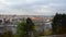 Pan of High City View and Vltava River from Letna Park in Prague, Czech Republic