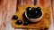 Pan moov of blackberry or jamun,Close up of fresh Jamun fruits in bowl,blackberry or jamun fruits