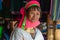 Pan Pet, Kayah State, Myanmar - February 2020: Portrait of an elderly Kayan longneck woman or Paduang