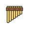 Pan Pipes, bamboo peruvian flute flat color line icon.