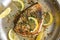 Pan-Seared Lemon Garlic Swordfish in a Skillet