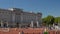 Pan shot from Buckingham Palace to the Victoria Memorial