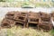 Pan shot of building bent iron rods near home construction place.