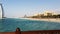 Pan shot of the Jumeira Beach and Hotels, Burj Al Arab, Dubai, United Arab Emirates