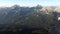 Pan shot over a morning mountain panorama in the Dolomite Alps