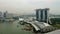 Pan shot showing beautiful skyline of Singapore during cloudy day