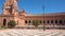 Pan shot of Spain Square in Seville, Plaza de Espana, on a beautiful sunny day. Seville, Spain.