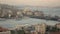 Pan timelapse view of Istanbul Golden Horn and Galata Bridge with tourist ships floating at Bosphorus. Video in 4K UHD