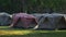 Pan video of a Camping site at sunrise
