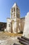 Panagia Myrtidiotissa old Medieval Greek Orthodox Church at Chora Kythira island, Kithira, Greece. Belfry two bells stonewall