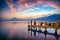 Panajachel Pier at Sunset, Lake Atitlan, Guatemala, Central America