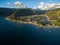 Panajachel Town and Atitlan lake with Mountains. Sightseeing Place in Guatemala