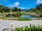 Panama, Boquete park artificial lake and waterfall