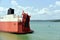 Panama Canal - car carrier ship sailing through Gatun Lake.