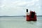 Panama Canal - car carrier ship sailing through Gatun Lake.