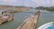 Panama Canal gates exiting Gatun Lake from ship fast motion 4K