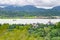 Panama canal and Lake Gatun, aerial view