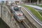 Panama Canal mule locomotive working