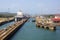 Panama canal, three-Chamber gateway `Gatun`.