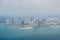 Panama City aerial - skyscraper skyline and coast view of Panama