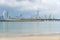 Panama City skyscrapers skyline viewed from beach