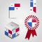 Panama Country Flag place on Vote Box, Ribbon Badge Banner and map Pin